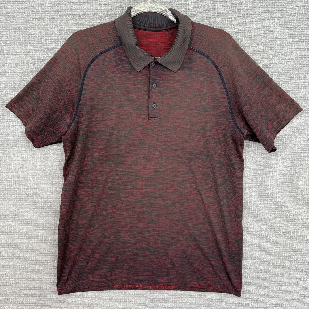 Lululemon Polo Shirt Mens Large Red Athletic Golf Get Outside Get Sweaty